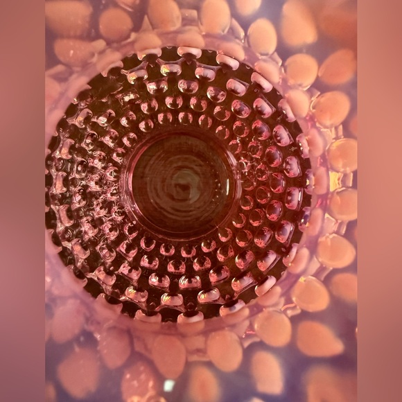 Fenton Cranberry Opalescent Hobnail Double Crimped Rose Bowl Vase Vintage - Picture 8 of 12